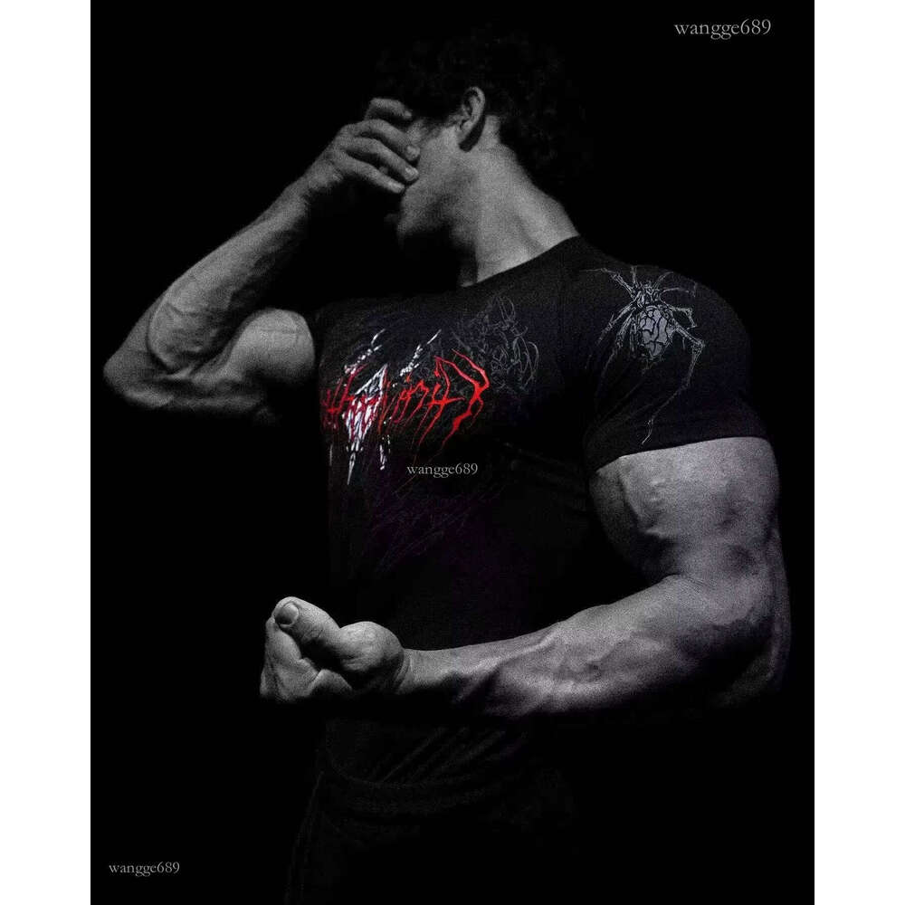 Men Breathedivinity Compression Men Shirt Short Sleeve Tops Muscle GYM Fitness Mock Neck in Black Wolves Club Y2K Men T-shirt 250321