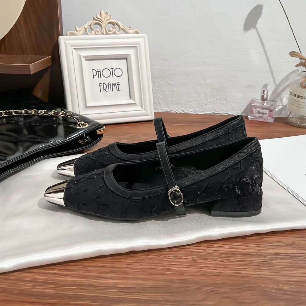 Leopard Print Shallow Mouth Single 2025 Spring Summer New French Style Patchwork Mary Jane Shoes Versatile High for Women Chunky Heels