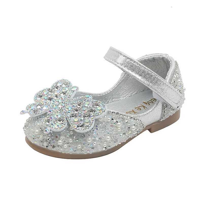 Kids Leather Shoe Spring Autumn Ballet Flats for Girls Luxury Rhinestone Butterfly Children Princess Shallow Flat Dress Shoes XJ250724