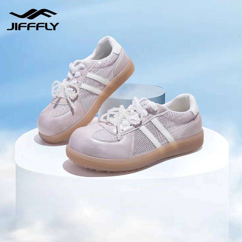 Jifffly Women's Training Shoes 2025 New Fashion Versatile Thick Sole Breathable Lace Mesh White Sneakers