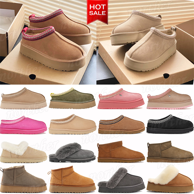 Tazz Slippers womens Tasman Suede shearling platform boots designer slides slipper classic ultra mini boot women snow wool winter ankle booties mens shoes size 35-46