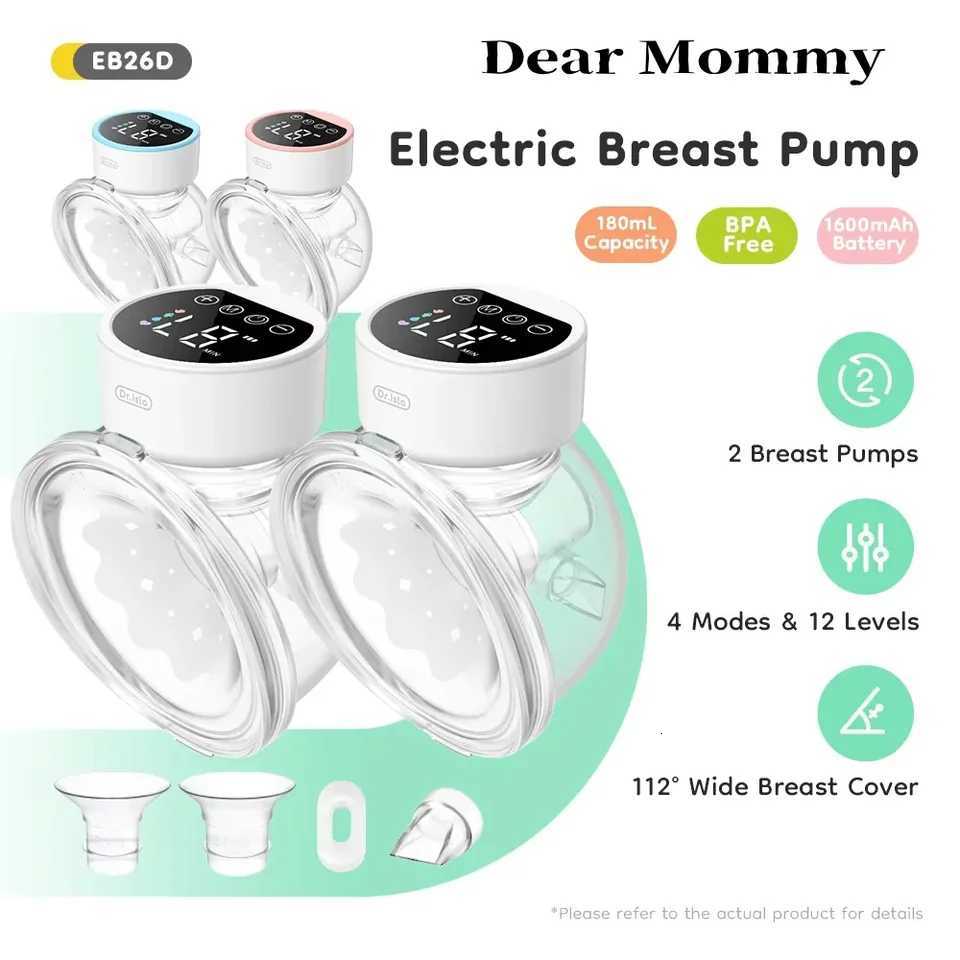 2PCS Wearable Electric Breast Pumps 4Modes 12 Levels Electric Breast Milk Extractor Collector Silent With 19/24mm Flange X250724
