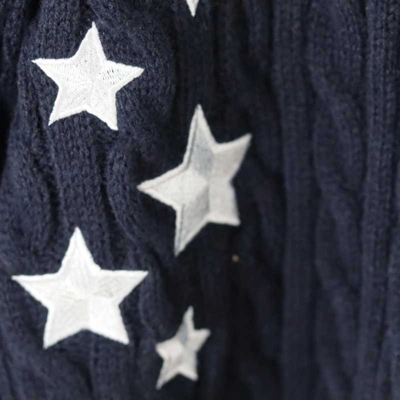 Winter Midnight Navy Blue Knitted Cardigans Women Spring Y2k Casual Star Embroidery Single Breasted XS-5XL Sweaters X250724