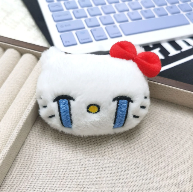 Cartoon Squeaky Kitty Plush Toy Hanging Decoration Cute Rice-eating Cat Crying Cat Expression Doll Hanging Decoration