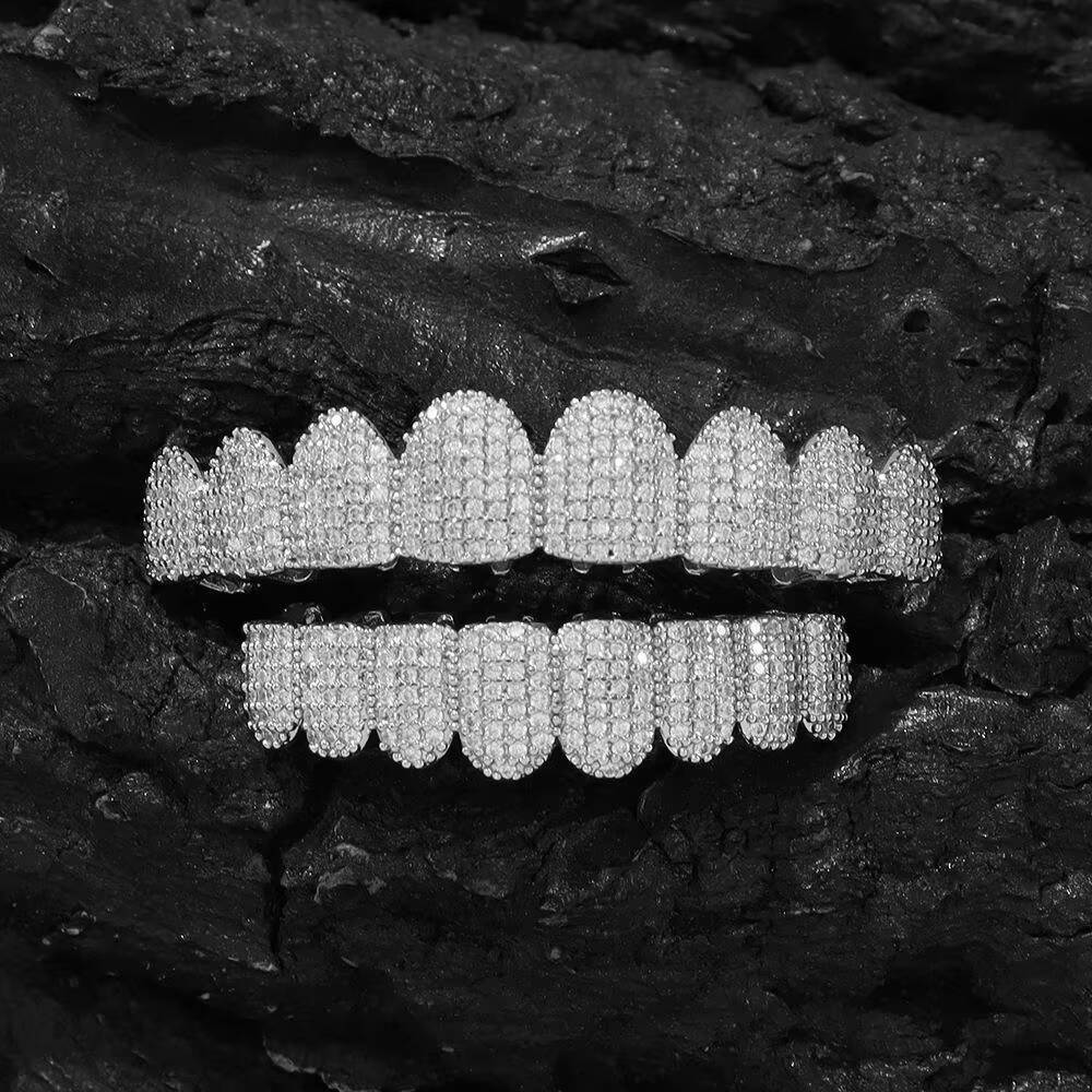 Custom Sterling silver Moissanite Diamond Grillz Shine Bright with Iced Out Bling for Rap Battles Music Streetwear Fashion