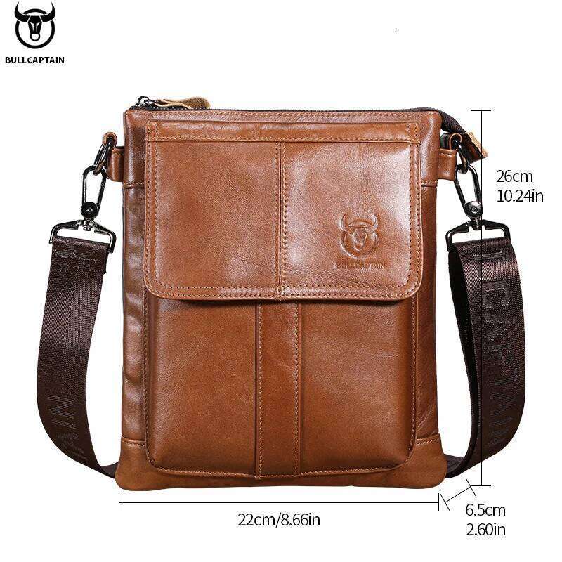 BULLCAPTAIN Men's Genuine Leather Crossbody Large Capacity Multifunctional Top Layer Cowhide Shoulder Fashion Man Bag