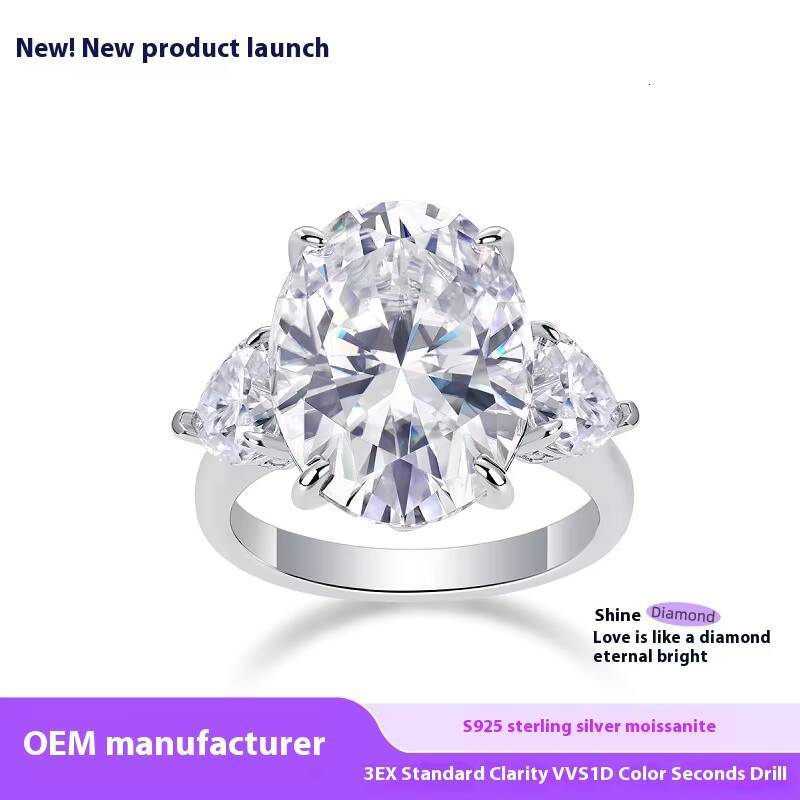 S925 Silver Inlaid Moissanite Ring Platinum Plated Proposal Wedding Jewelry Top Luxury Modern Style for Women Classic Oval Cut