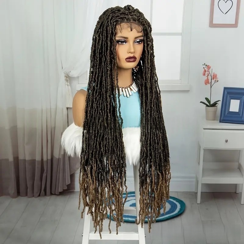 Black Boho Box Braided Lace Front Wigs Look Like Human Hair Wigs 360 Full Lace Wig 280density Free Part Knotless Braids Twist Wig with Baby Hair Handm