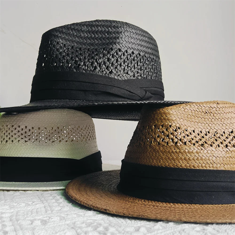 Panama Hat Summer Fashion Simple Men and Women Wide Brim Female Jazz Top Hat Classic Gentleman Beach Sun Hat sombrero hombre 250722