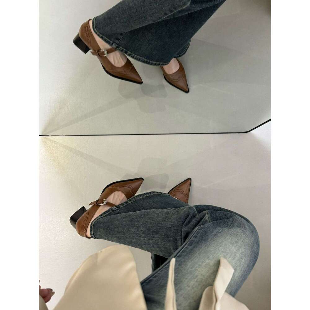 2025 Spring Women's French Style High Heels, Outdoor Wear, High-End Comfortable Soft Sole Shallow Mouth Shoes for Women
