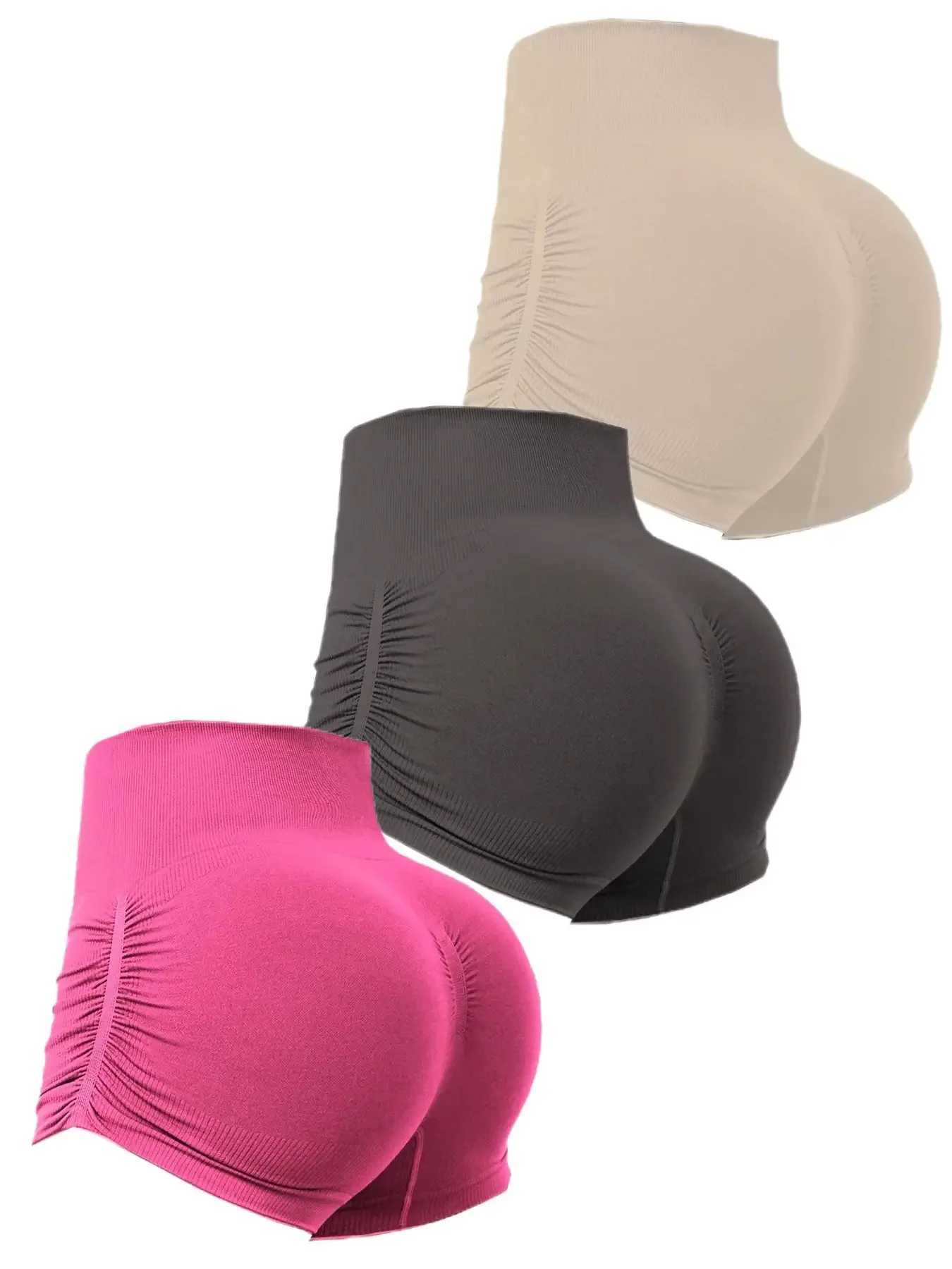 Women Seamless With Wrinkles Shorts Fitness Yoga Shorts High Waist Push Up Butt Gym Sexy High Elastic Training Slim Leggings XJ250724