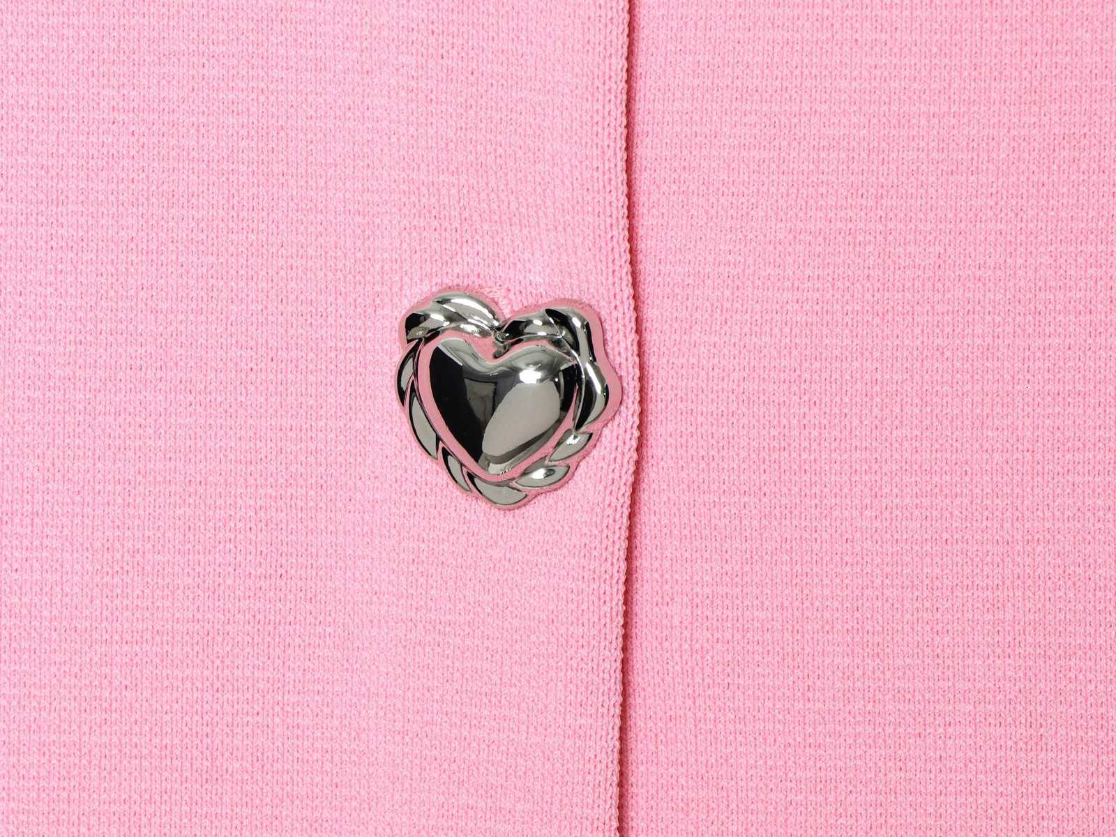 2025 Summer New Product Womens Clothing Fashionable and Versatile Heart Button Round Neck Short Sleeve Knitted Top X250724