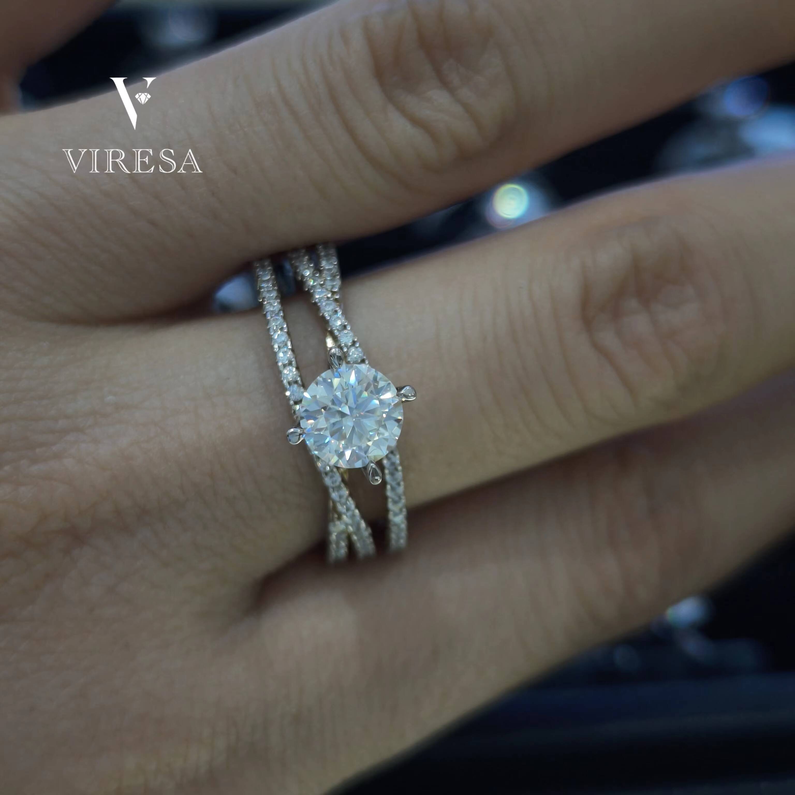 High Quality 925 Sterling Silver Designer Twisted Style 1ct Cut D VVS Moissanite Rings for Women Passes Diamond Tester