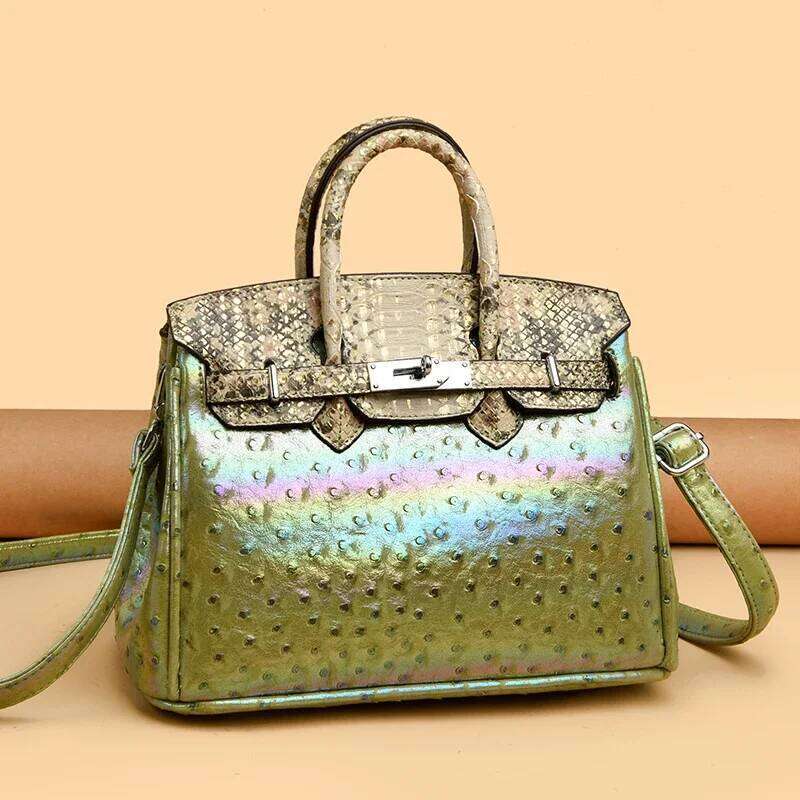 Designer Style Shoulder Bag Women's Genuine Leather Handbag Ladies Elegant Crossbody Purse With Contrast ing