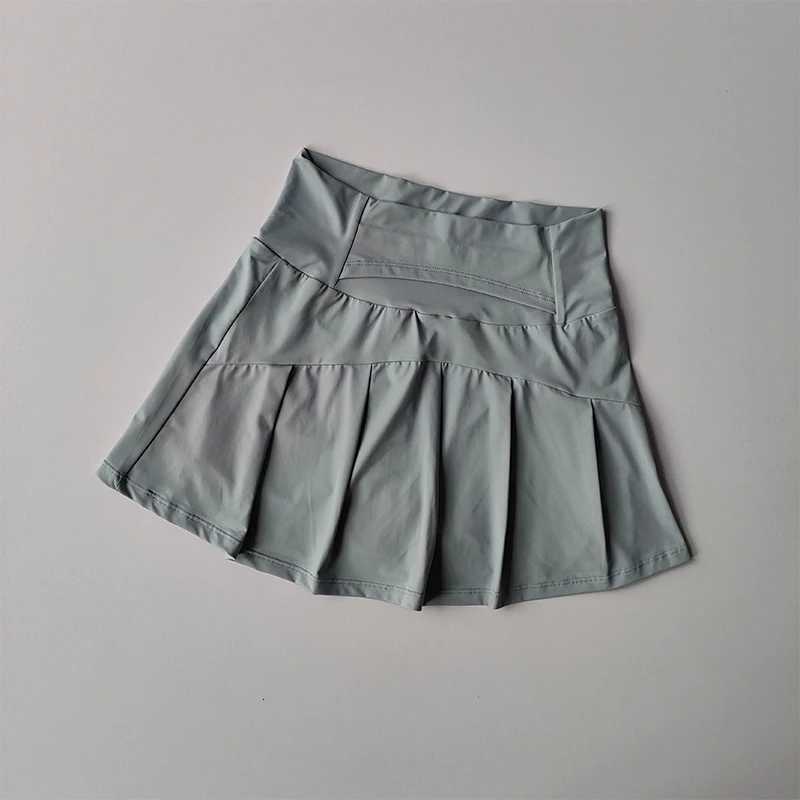 igh Waisted Sports Short Skirt Summer New Cool and Anti Glare Lined Shorts Womens Fitness Yoga Chuiding A-line Skirt XJ250724
