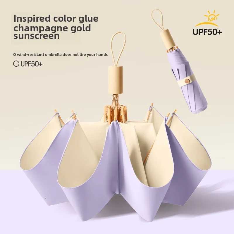 Ins High-value Sun Umbrella Womens Sun Protection and Ultraviolet Rays Folding Sun Umbrellas for Both Sun and Rain R250724