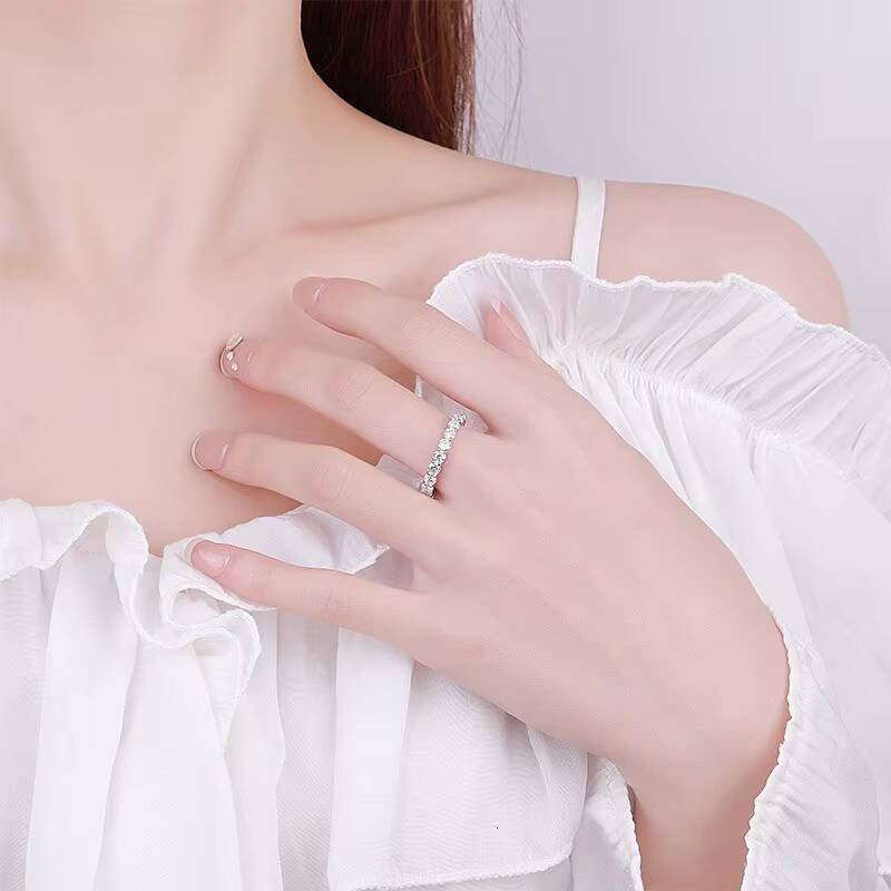 925 Silver Ready to Ship White Gold 18k Gold Plated VVS Certificate 0.3ct 4mm Moissanite Jewelry Round Band Ring for Men Women