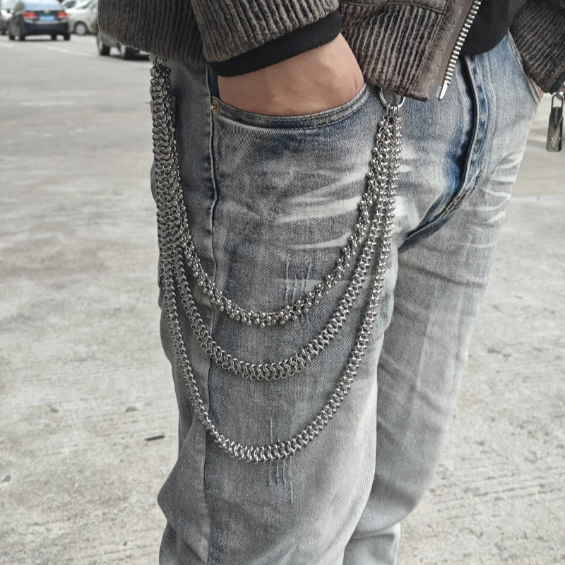 Model Cuban Style Stainless Steel Eight Character Pants Chain Hip Hop Men And Women Ones Waist Accessories 250722