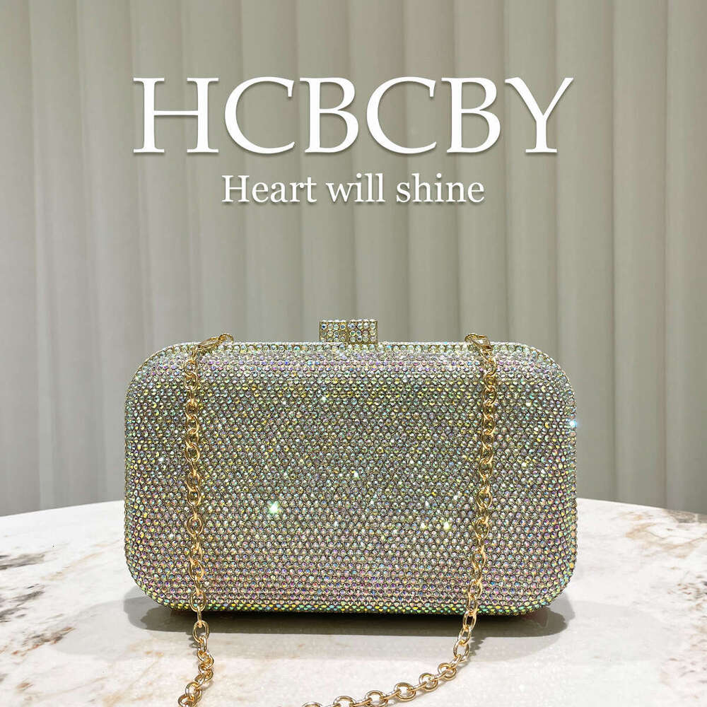 Designer Luxury Evening Diamond Golden Shiny Luxurious Rhinestone Women's Fashionable Elegant Evening Clutch Handbag Bridal Bag