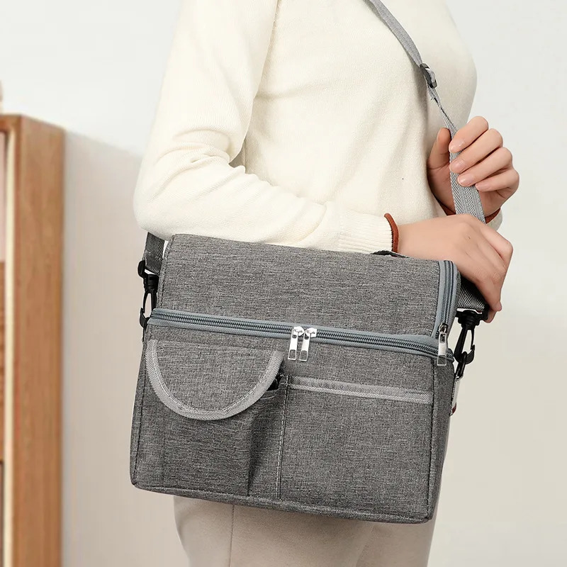Portable Lunch Bags Large Capacity Multi-pocket Ice Bag Thermal Insulation Picnic Crossbody Chilled Fresh Lunch Box Storage Tote 250723