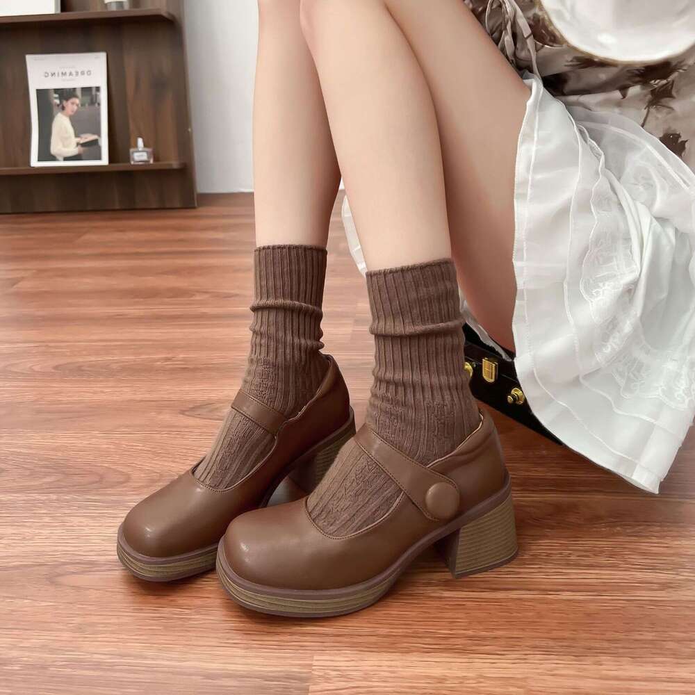 Designer Spring Mary Jane High Heels Women 2025 Korean Style Casual Big Toe for Outdoor Wear Shallow Mouth Women's Shoes