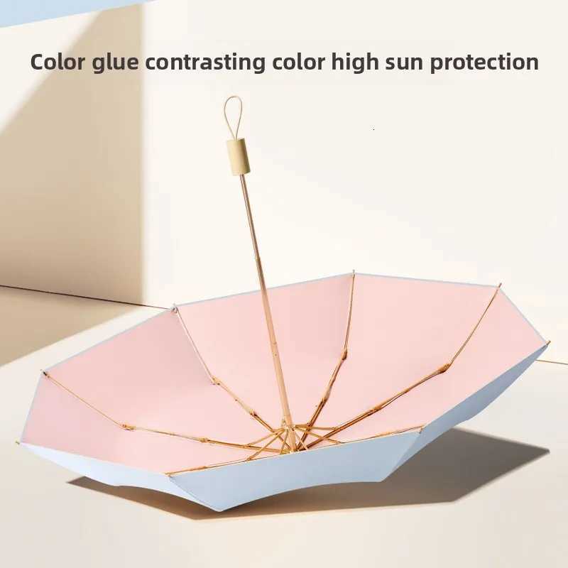 Ins High-value Sun Umbrella Womens Sun Protection and Ultraviolet Rays Folding Sun Umbrellas for Both Sun and Rain R250724