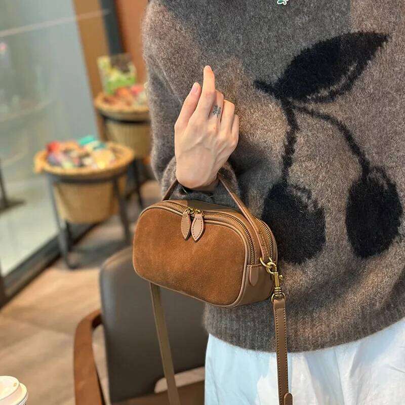 2025 New Small Square Simple Genuine Leather Crossbody Bag, Fashionable And Versatile Cowhide Single Shoulder Women's Bag