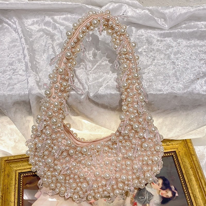 Fashionable Bead Embellished Handbag for Everyday Use Comfortable Under Arm Style