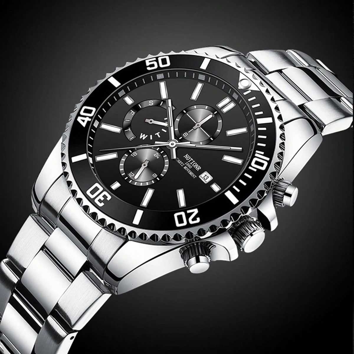 Luxury Mens Business Watches Men Silver Quartz Watch Male Luminous Clock W250724