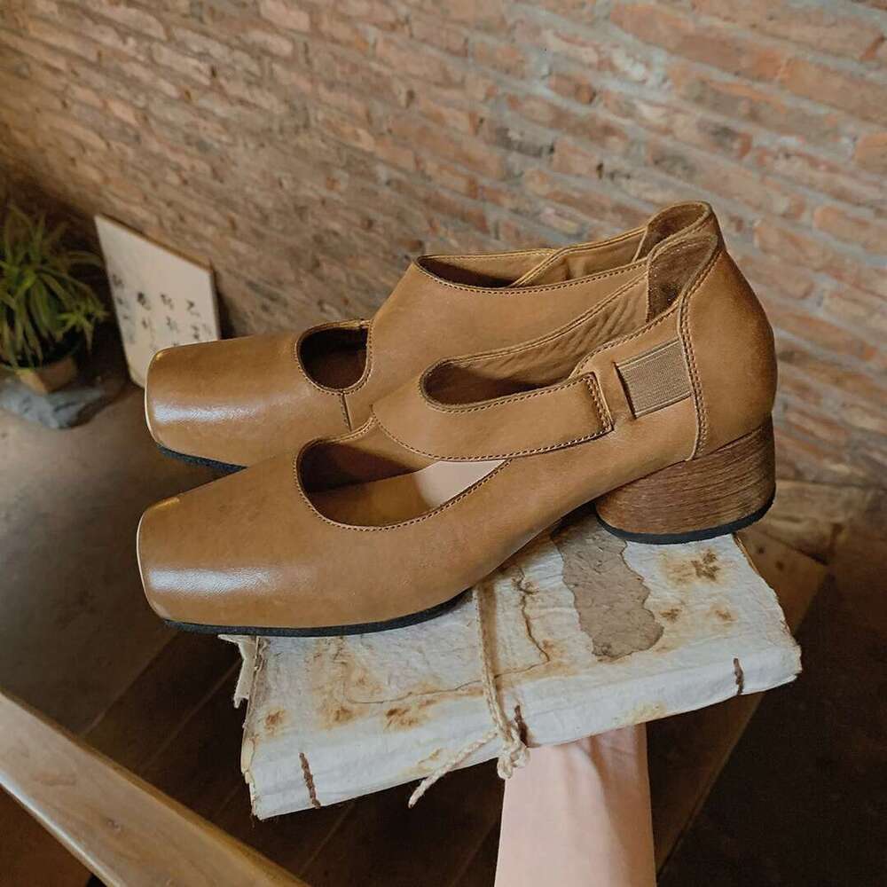 Designer Autumn New Ballet Soft Sole Chunky Heel Single Women Fashion Outdoor High Heels French Style Women's Shoes