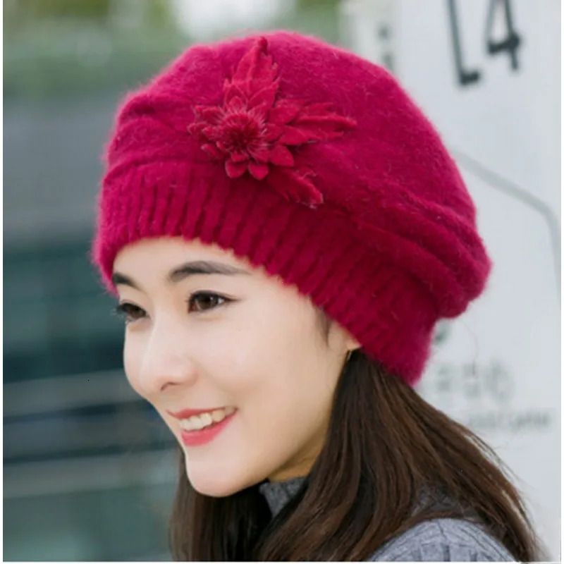 Autumn and Winter Hats Foreign Style Rabbit Hair Wool Beret Middle-aged Mothers Plush and Thickened Ear Protection Bonnets 250722