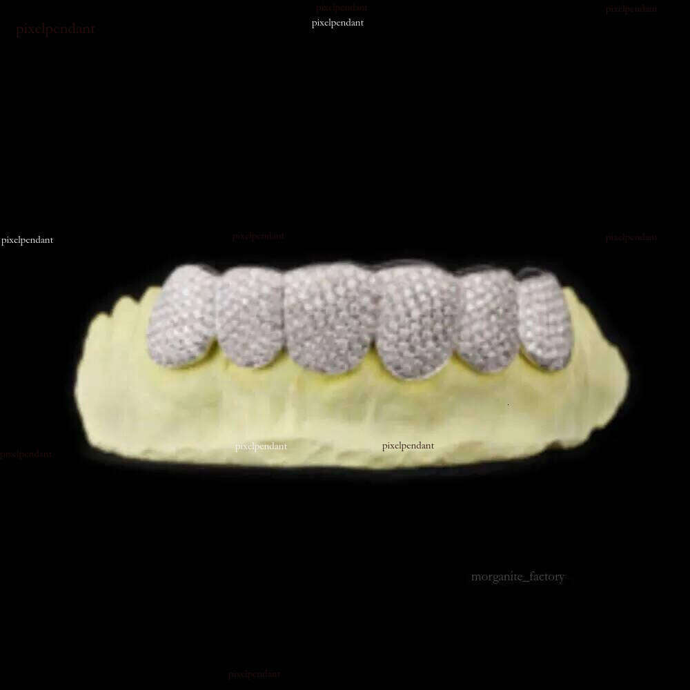 Sparkle Custom Made Hip Hopiced Out Sterling Sier Grills Gold Jewelry Zigzag Setting Vvs Moissanite Teeth Mouth Grillz