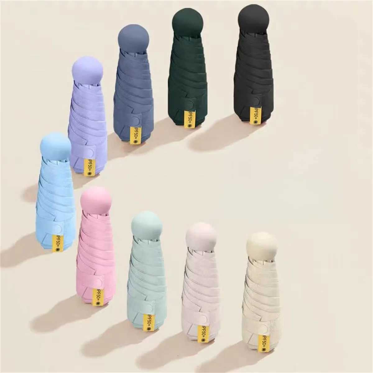6-Ribs Sun Umbrella Portable Mini Umbrella Sun Protection Capsule Umbrella Parasol with Box UV Folding Pocket Umbrella R250725