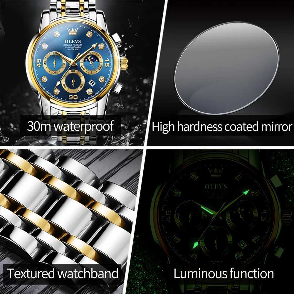 OLEVS Luxury Watch for Men Original Fashion Business Man Quartz Wristwatches Waterproof Stainless Steel Mens Watch Reloj Hombre W250724