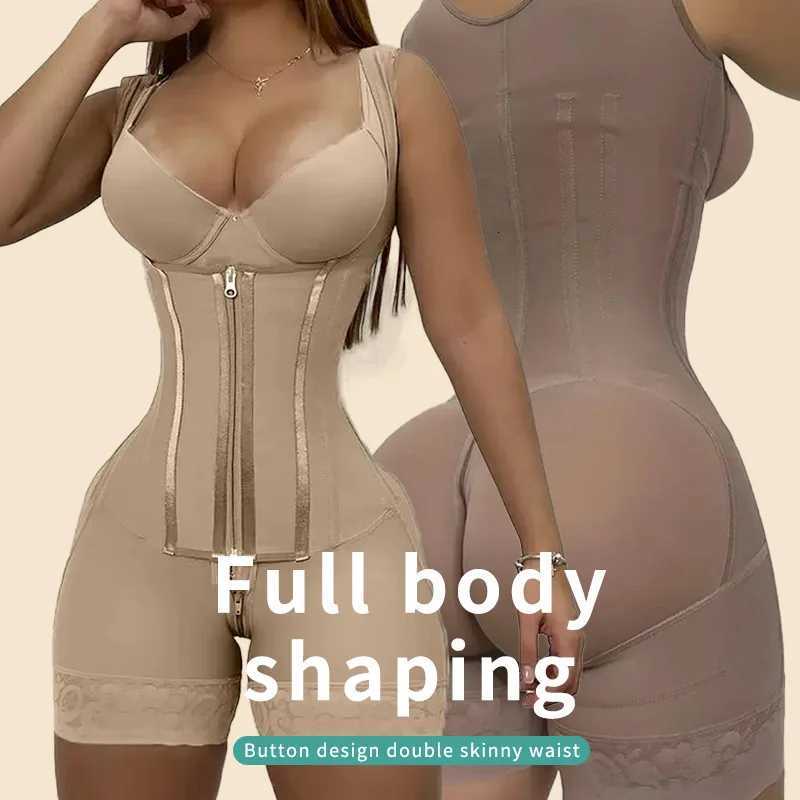 AfruliA High Compression Bodysuits Shapewear Double Tummy Control Belt for Waist Colombian Girdle Full Body Shaper W250724