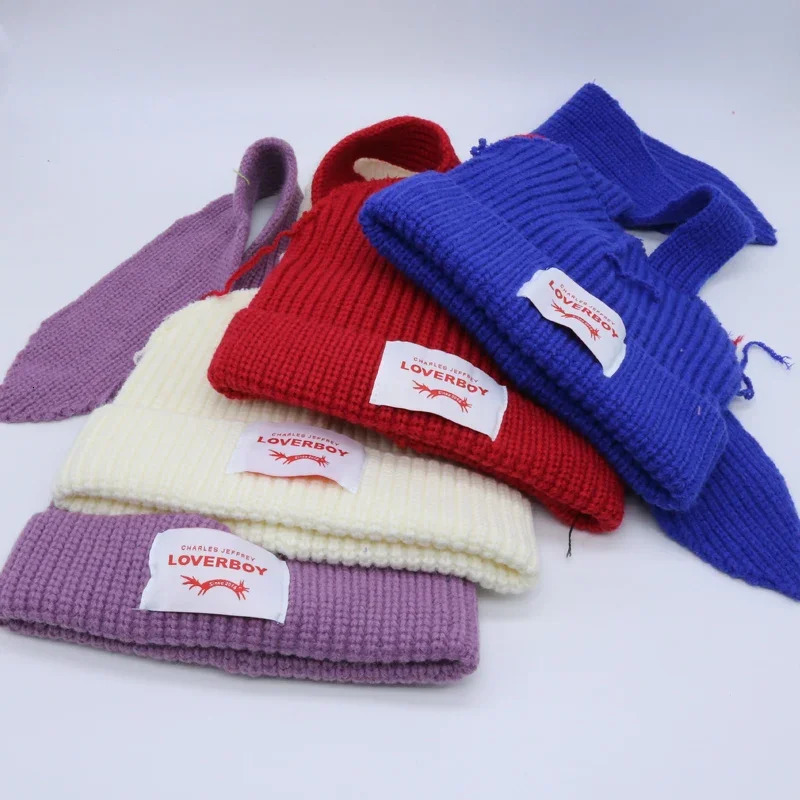 Cute Fashion Hooded Lover Boy Ear Knit Double-layer Warm Fox Ear Woolen Hat Niche n Hip-hop Personality Cold Hat Y2k 250722