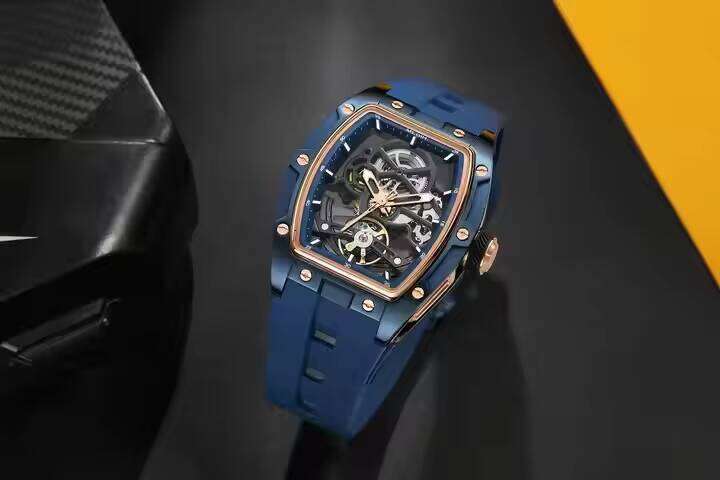 DHgargets MEGIR Men's Skeleton Watch - Automatic Mechanical, Luminous, 30M Waterproof, Stainless Steel Case, Silicone Strap