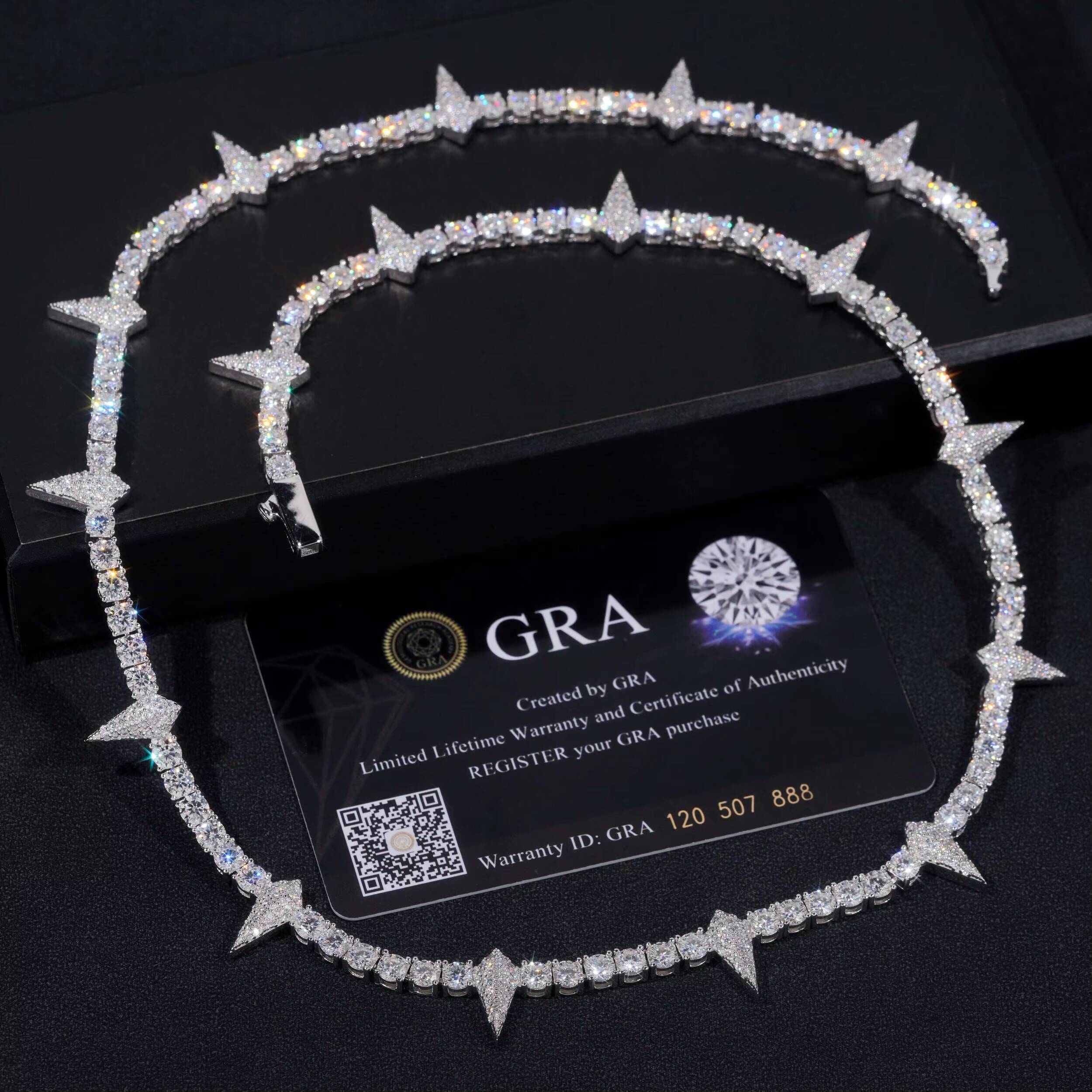 Pass Diamond Tester Iced Out 925 Sterling Silver Hip Hop Vvs Moissanite Hip Hop Tennis Bracelet Chain