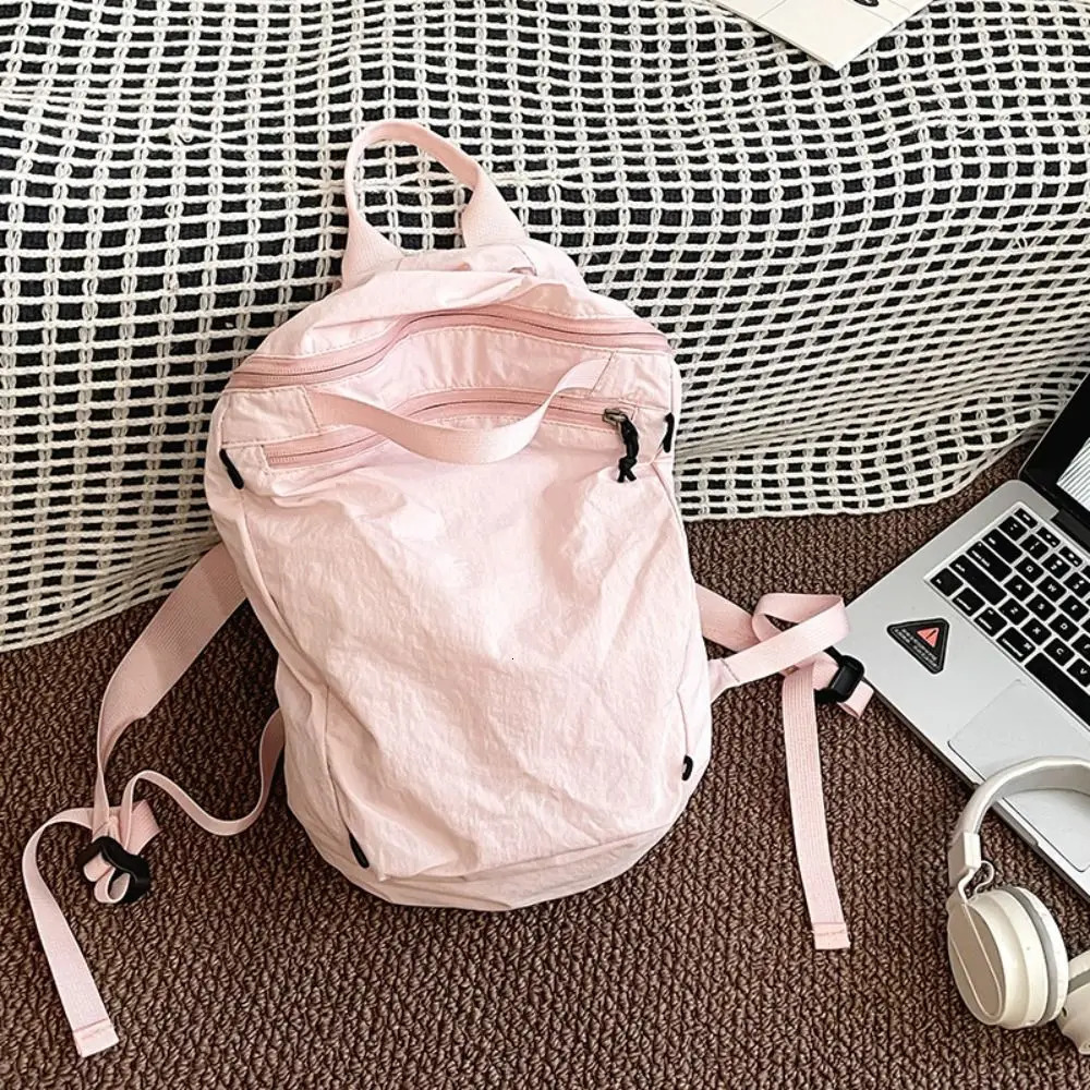 Cute Korean Style Solid Color Backpacks Niche Large Capacity Soft Light Nylon Bag Sport Tote Bag Shoulder Bag Yoga 250723