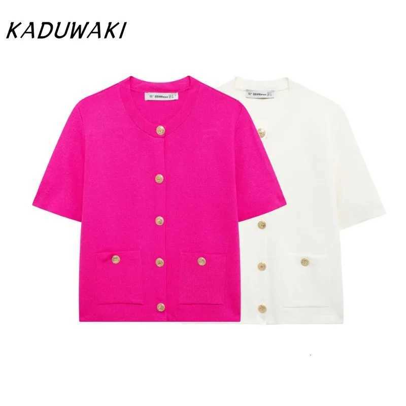 KADUWAKI Fashion Classic Round Neck Button Knit Sweater Temperament Gentle Short Sleeve Cardigan X250724