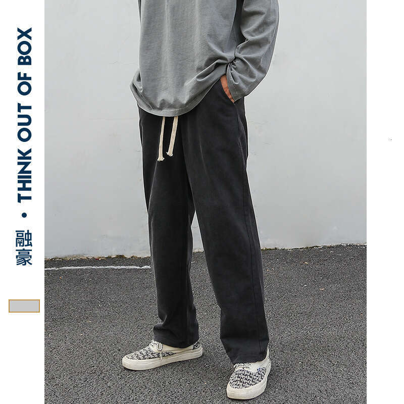 American Style Washed Vintage Sports Casual Versatile Men's Spring Autumn Long Loose Fit Plus Size Pants