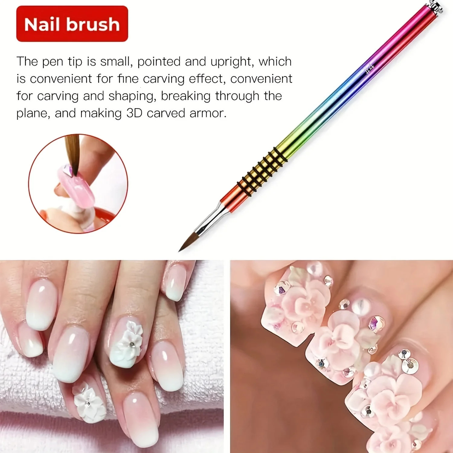 3pcs Acrylic Crystal Nail Brush Professional Nail Beauty n Non-Slip 3D Nail Art Brush Manicure Tool For Uv Gel Builder Dra 250716
