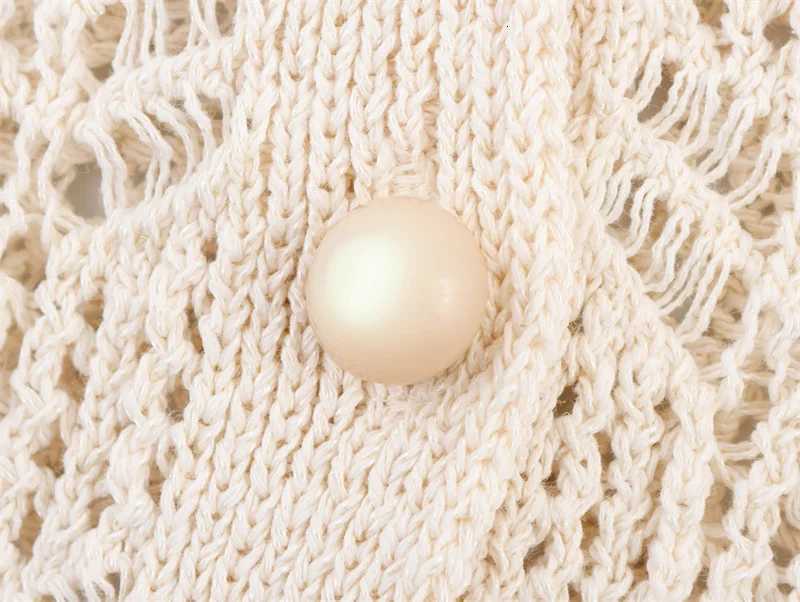 2025 New Summer Womens Cardigan White Jacquard Mesh Knit Jacket with Pearl Buttons Fashionable Personality Casual and Versatile X250724