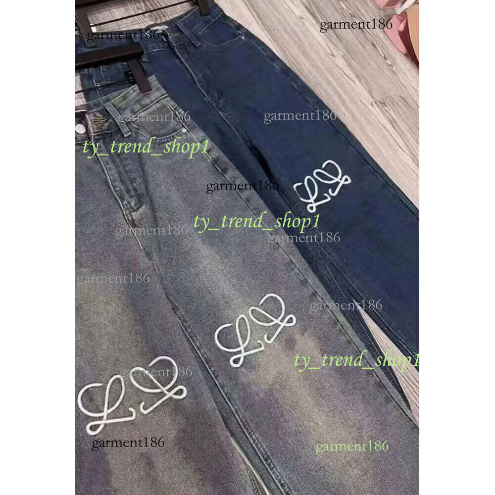 Men's Jeans Classic Logo Printed Black Straight Leg Early autumn new niche design fashion brand logo wide leg casual loose straight leg denim pan