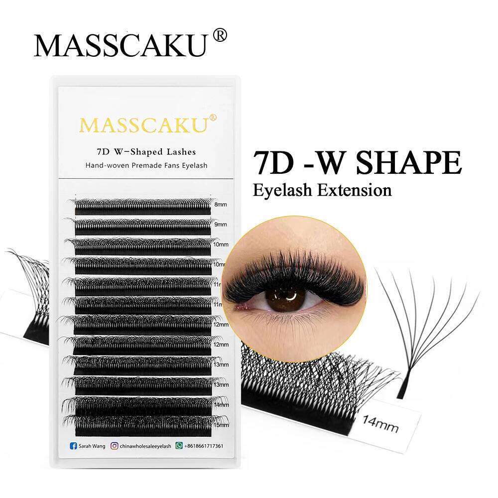 MASSCAKU New 8D W Shape Automatic Flowering Premade Fans Eyelashes Extensions Natural Soft Individual Lashes Makeup Supplies X250723