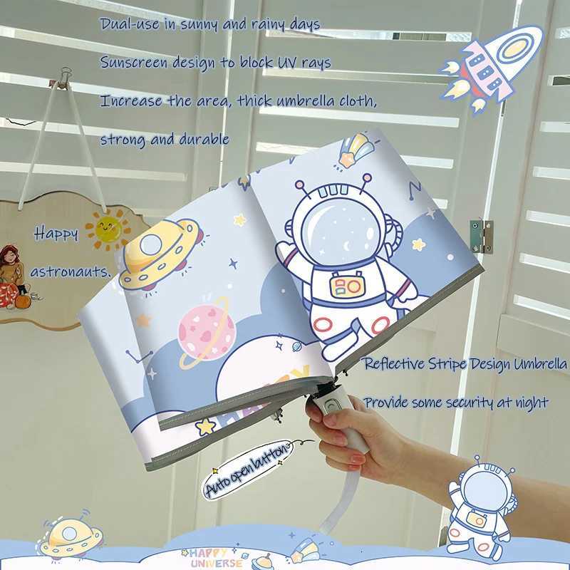 UV sunshade umbrella Space astronaut fashion umbrella No Rebound Reflective Stripe Design Wind Resistant Folding Umbrella R250724