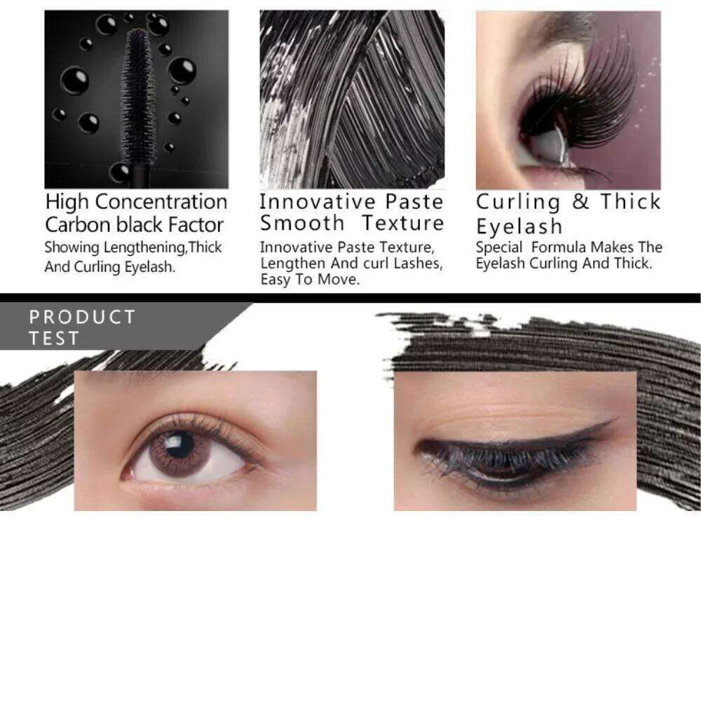QIBEST Curling Ever Thick Black 4d Waterproof Sweat Proof Long Lasting Fast Dry No Blooming Mascara X250724