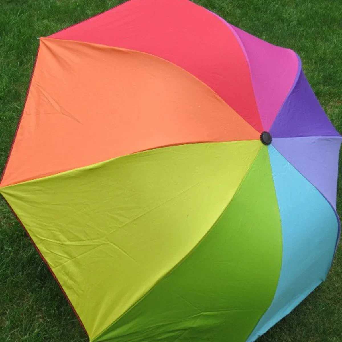 Windproof Foldable Umbrella Women Men Manual Popular Rainbow Three Folding Umbrella Adults Children Strong Resistant Umbrella R250724