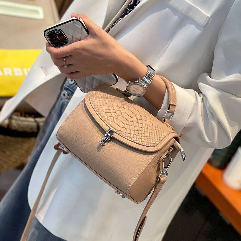 Genuine Women Fashionable Purse For Lady Temperament Crossbody Square Shoulder Bag Cow Leather Versatile Handbag
