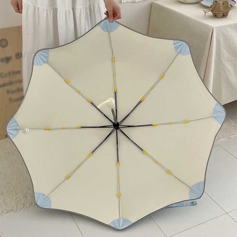 Rounded Corner Folding Umbrella Sun Protection UV Protection Lightweight Sun Umbrella Anti Rebound Weather Resistant Dual-use R250724